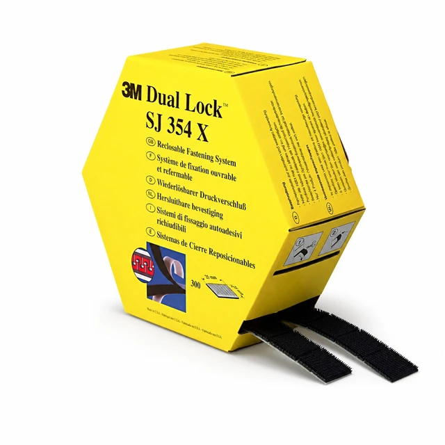 3M™ Dual Lock™ SJ354X sort Dual Lock pads, 25 x 25mm, 300 stk 